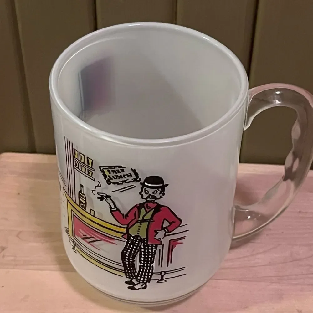 MCM Frosted Heavy Beer Mug Bar Scene Free Lunch